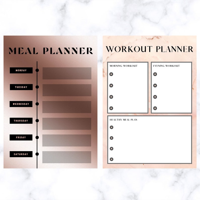 Printable Workout Planner Printable Meal Planner Workout Etsy