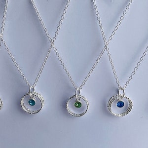 Sterling Silver Birthstone Necklace, January, February, March, April, May, June, July, August, September, October, November, December