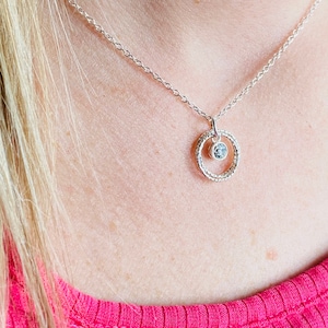 Sterling Silber Halskette April Birthstone CZ