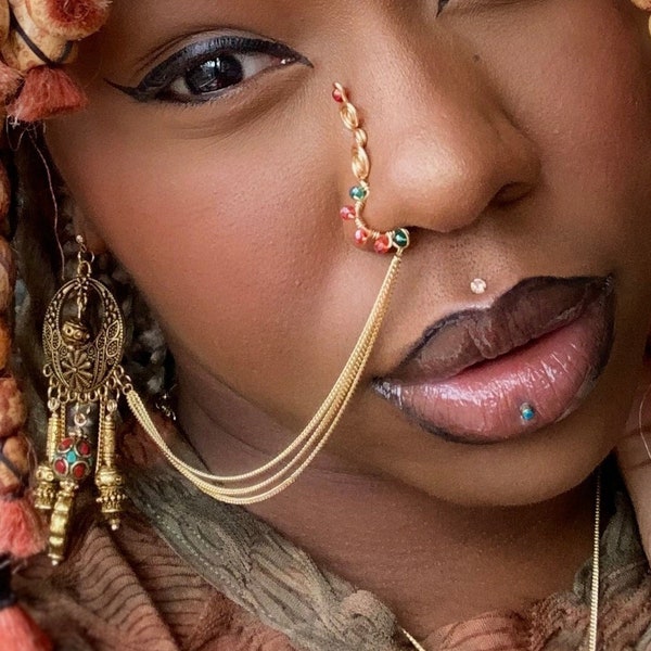 Nose to Ear Chain Etsy