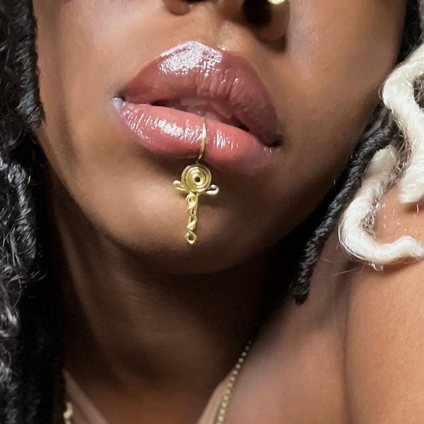 African Ankh Lip Cuff | Fake Lip Ring