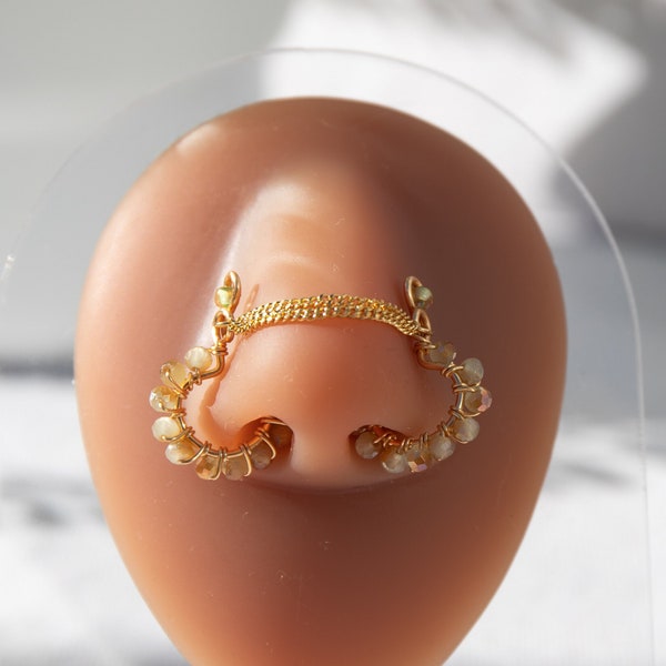 Gold Nose Bridge Cuff | Nose Cuff Face Jewellery