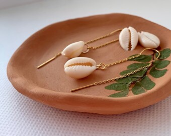 Erzulie Fréda - 24k Gold Plated Handmade Cowrie Shell Dangle Earrings