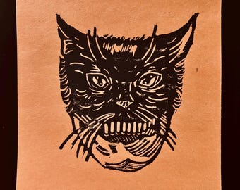 Portrait of a Cat by Vincent Price- Original Mini Art Print