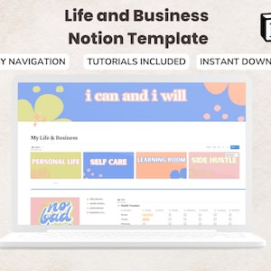 Notion Template for Life and Business | Business Planner, Social Media Notion Template, Habit Tracker, Personal Life Planner, Branding