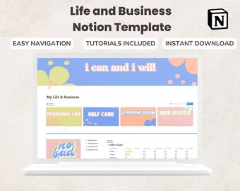 Notion Template for Life and Business | Business Planner, Social Media Notion Template, Habit Tracker, Personal Life Planner, Branding