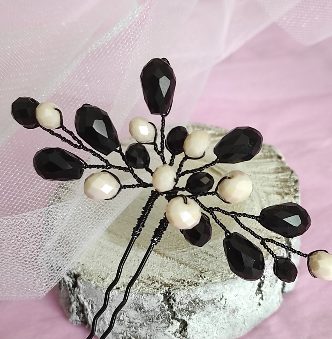 Festive Black Hair Pins for woman/Black hair pin/Decorative Etsy