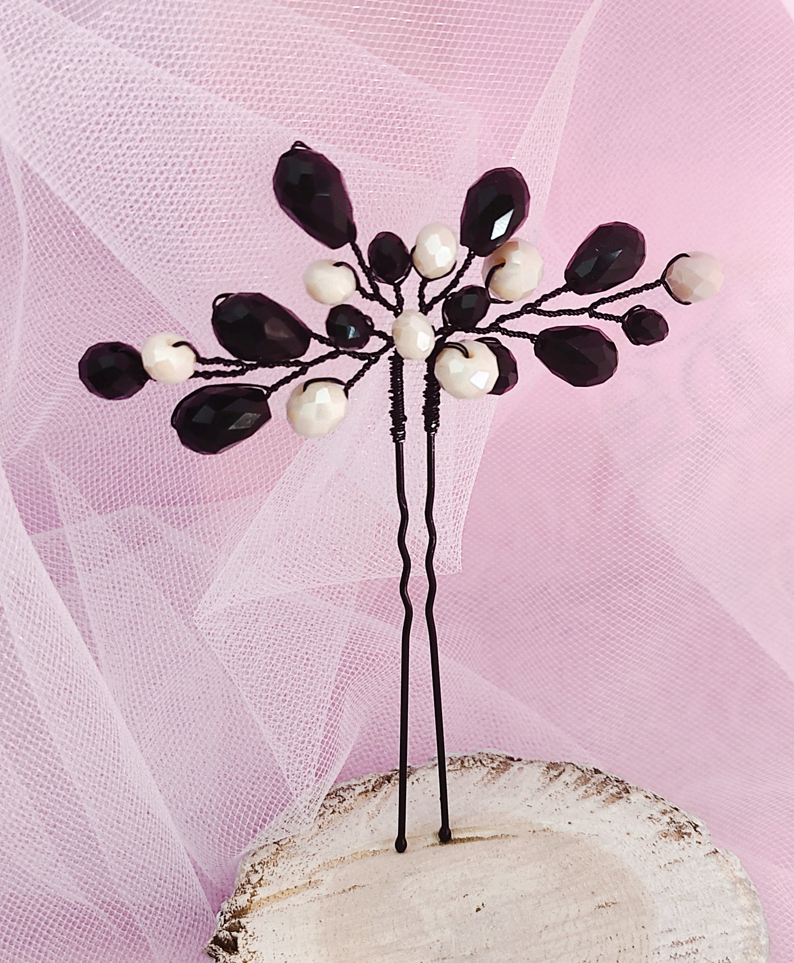 Festive Black Hair Pins for woman/Black hair pin/Decorative Etsy