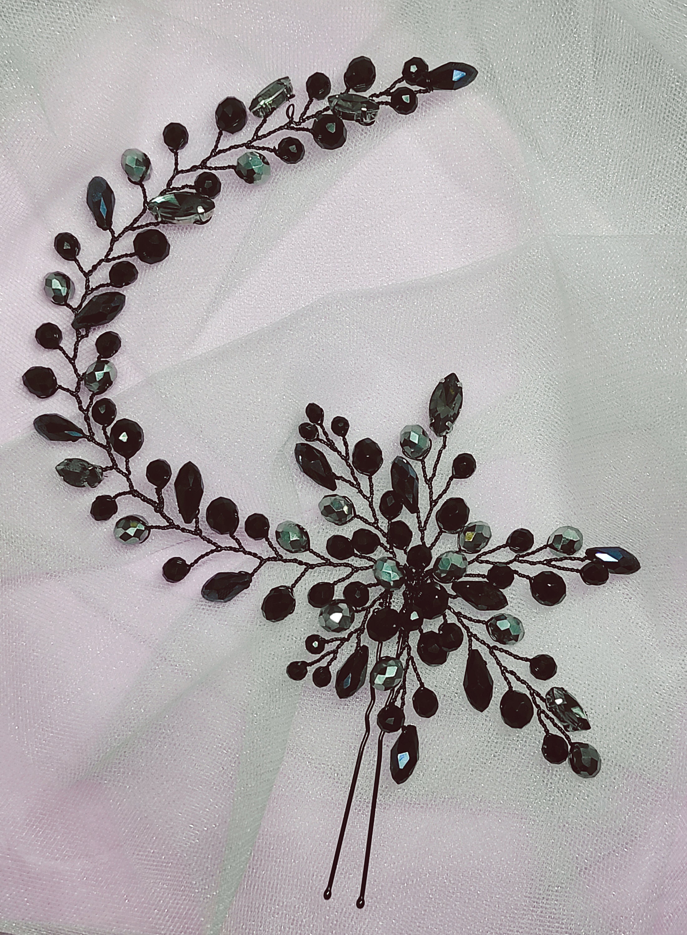 Crystal Hair Pins/black Hair Pins / Bride Hair Pins / Crystal Etsy UK