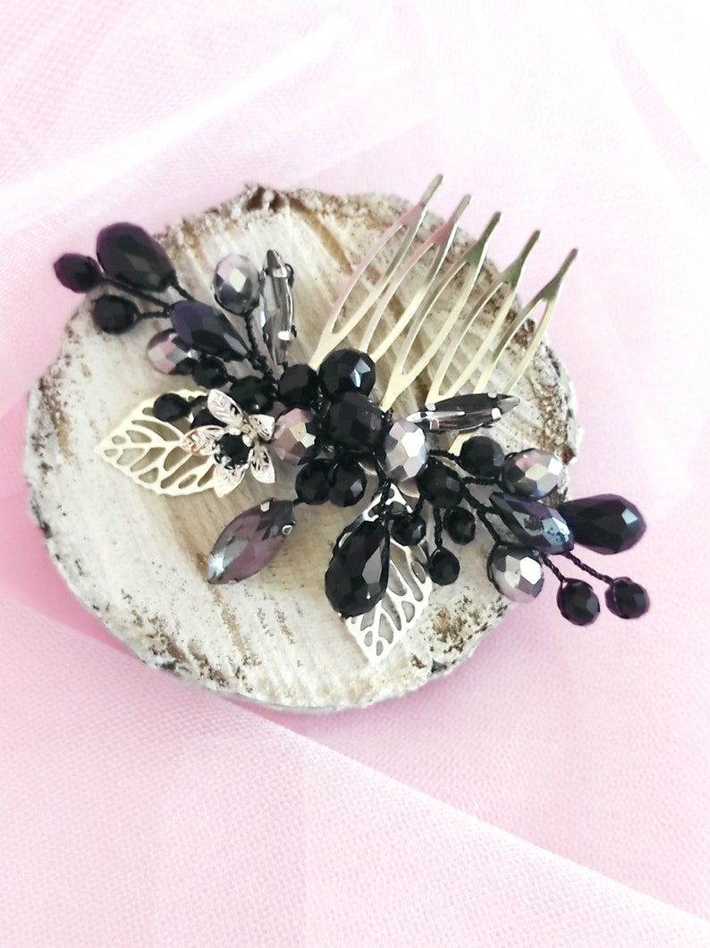 Set Hair Accessories/ Black Crystal Hair Comb / Hair Etsy