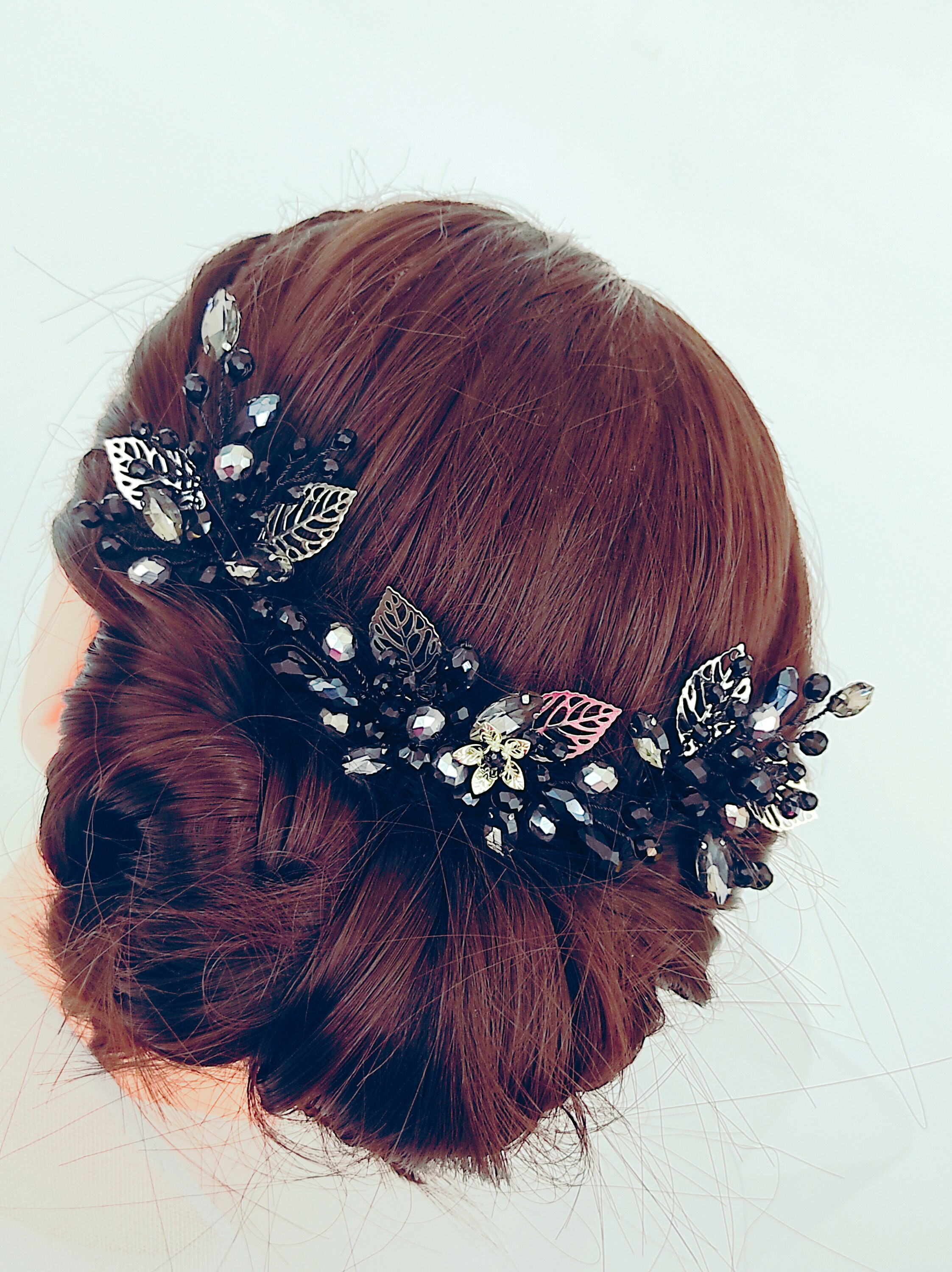 Set hair accessories/ Black crystal hair comb / Hair Etsy