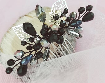 Hair accessories anniversary/Crystal Hair comb/Black crystal  hair comb/ Prom hair comb/Crystal hair pins/Bridesmaid hair pin