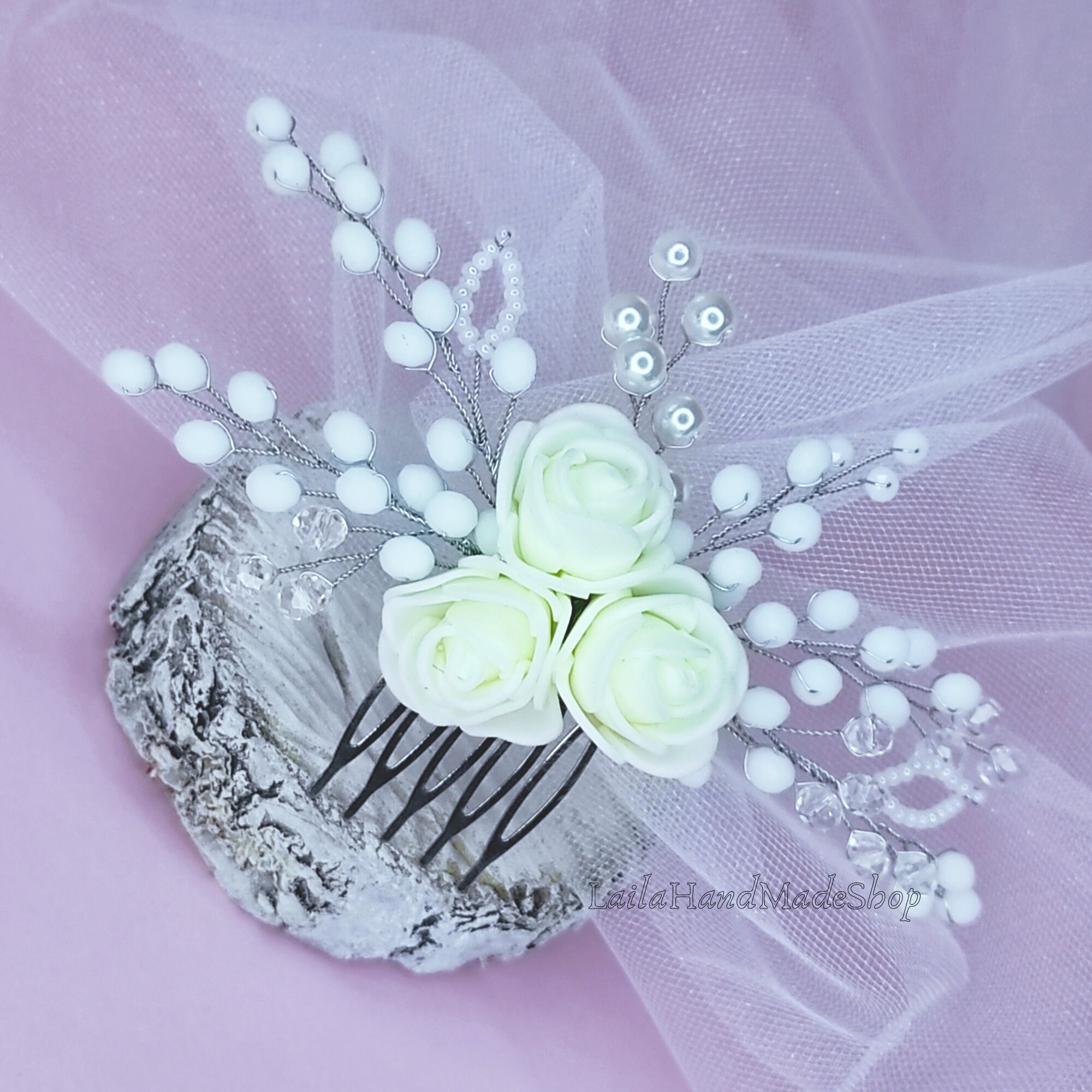 Bridal hair comb/Hair comb floral/Bridal headpiece/Bridal hair | Etsy
