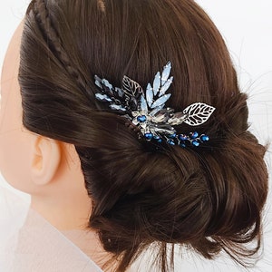 Crystal hair clip / Navy crystal hair clip / Ukrainian hair accessries / Blue hair comb / Wedding hair comb navy / Bridal blue hair piece