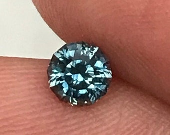 0.67 Carat Teal Blue Montana Sapphire 4.66mm Round Cut, Heated Sapphire, Precision Faceted Loose Gemstone