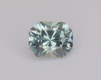 0.54 Carat Light Bluish Green Montana Sapphire 4.85x3.95mm Radiant Cut, Precision Faceted Loose Natural Sapphire