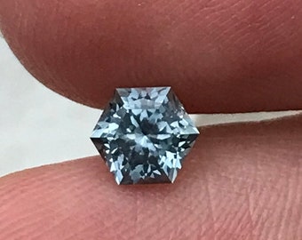 0.97 Carat Light Blue Montana Sapphire 5.1x5.8mm Hexagon Cut, Natural Unheated Faceted Loose US Sapphire