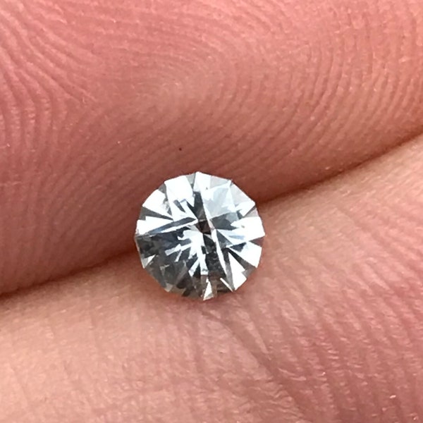 Light Silvery Blue Montana Sapphire 0.39 Carat 4.2mm Precision Round Cut, Natural Unheated Sapphire, Faceted Loose Hand Cut Gemstone