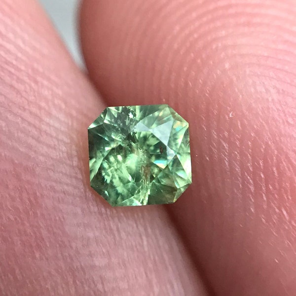 0.46 Carat Green Demantoid Garnet 4.1mm Square Cut, Precision Faceted Loose Gemstone