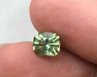 7.0x6.5mm Green Tourmaline, 1.33 carat Rectangular Cushion Cut, Precision Faceted Loose Gemstone