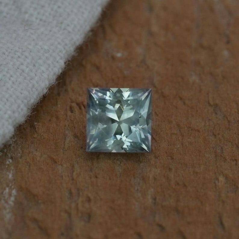 0.67 carat Light Green Montana Sapphire 4.25mm Square Cut, Precision Faceted image 12