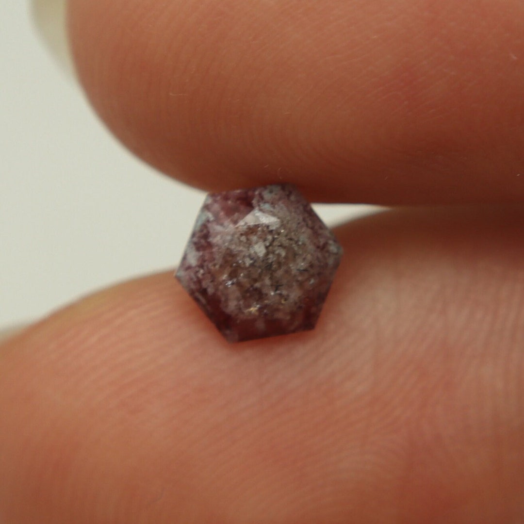 0.70 Carat Salt and Pepper Red Beryl 5.85x6.7mm Hexagon Tabular Cut ...