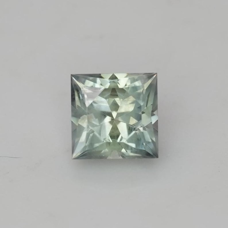 0.67 carat Light Green Montana Sapphire 4.25mm Square Cut, Precision Faceted image 1