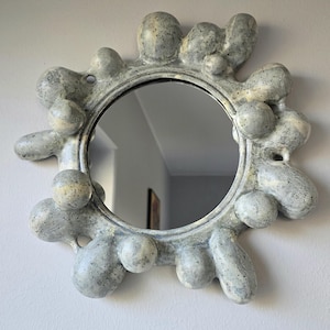 Escultura de arte mural de cerámica, decoración de espejo de pared moderno