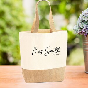 Personalised Tote, Mrs To Be Jute Bag, Wedding Tote Bag, Bride To Be Bag, Honeymoon Bag, Future Mrs Bag, Bridal Party Bag, Bride To Be Totes