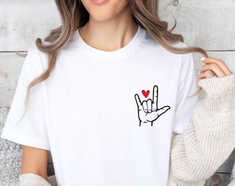 Liebe T-Shirt, Liebe Gebärdensprache, Valentinstag Geschenk, ich liebe dich Shirt, Liebe T-shirt, Gebärdensprache Shirt, ich liebe dich Zeichen, Frauen Liebe Shirt