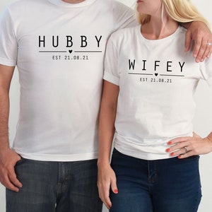 Wifey Hubby T-shirts, Honeymoon Shirts, Wedding T shirt,  Couples Shirt, Matching Tshirt, Husband Wife Shirts, Newlywed Shirt