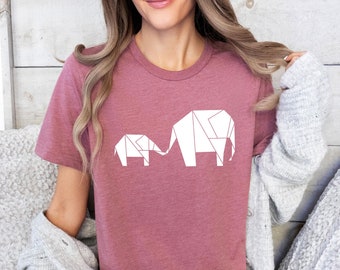 Elephant Tshirt, Origami Tshirt, Mum and Me Shirt, Cute Mum T-shirt, Mama and Son Tee, Kids Elephant Shirt, Elephant Lover Shirt