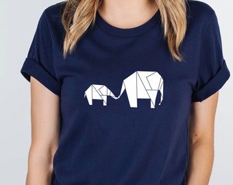 Cute Mum T-shirt, Elephant T shirt, Mothers Day Gift, Mum and Daughter, Mama and Son Tee, Origami T shirt, Kids Elephant Gift,  New Mum Gift