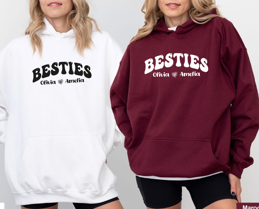 Besties Hoodie, Custom Bff Hoodie, Best Friend Birthday Gift, Matching ...