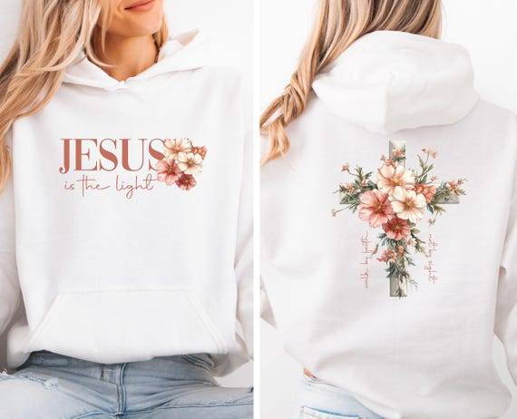 Jesus Hoodie, Floral Cross Hoodie, Christian Pullover, Christmas Christian, Religious Hoodie, Church Gift, Women Christian, Kids Church Gift