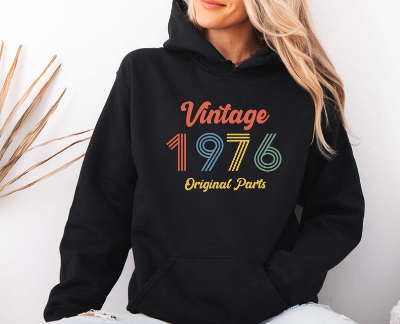 1976 Birthday Hoodie, 50th Birthday Pullover, Born In 1976, Womens 50th Bday, 50th Birthday Gift, 1976 Gift, Mum Birthday Gift, Men 50th Top Bild 3
