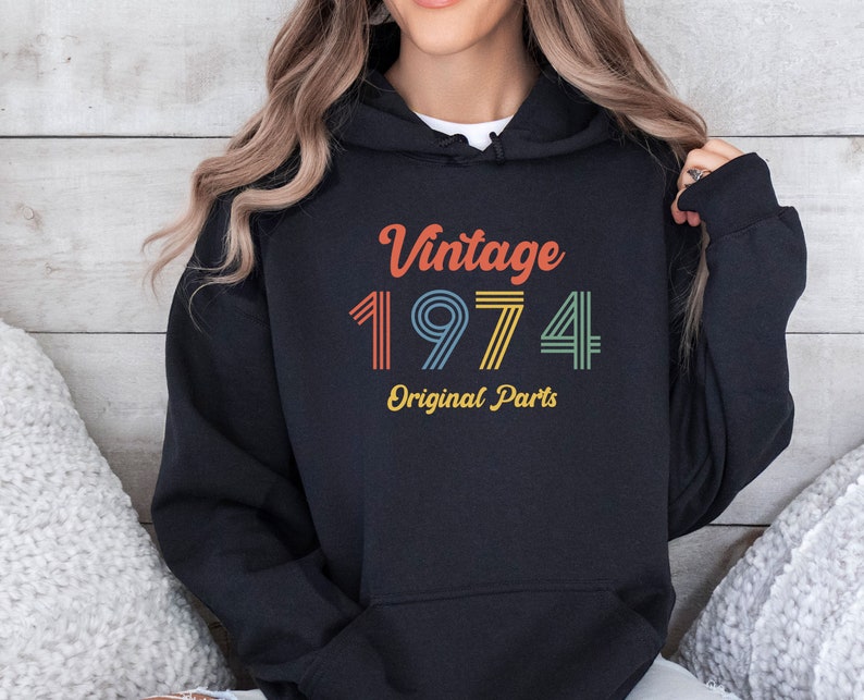 50th Birthday Hoodie, 1974 Birthday Gift, Born In 1974, Womens 50th Bday, 50th Birthday Gift, 1974 Gift, Mum Birthday Gift, Mens 50th Gift image 2