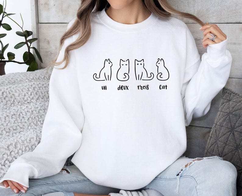Cat Sweatshirt, Cat Mum Sweater, Funny Cat Gift, Cat Lover Gift, Cat Sweater, Gifts For Cat Lover, Womens Cat Gift, French Cat Jumper image 3