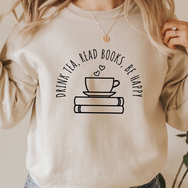 Bookish Sweatshirt, Book Sweatshirt, Book Lovers Gift, Tea Lover Gift, Book Sweater, Reading Jumper, Womens Book Top, Gift For Book lovers