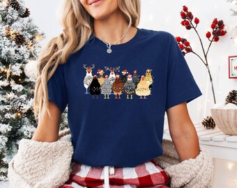 Christmas Chickens Shirt, Chicken Lover Gift, Funny Christmas Shirt, Chicken Christmas T-shirt, Funny Chicken Shirt, Farm Christmas Tshirt
