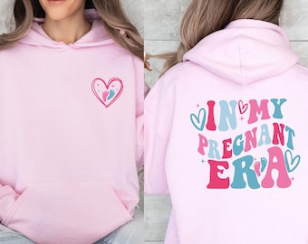 Zwangerschapshoodie, zwangerschapshoodie, In My Pregnant Era, aankondiging baby, zwangerschapsvermelding, hoodie voor nieuwe moeder, grappige moederschapshoodie