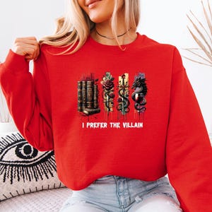 Sudadera Dark Romance, suéter de villanos de Halloween, "Prefiero al villano", suéter con citas de libros, regalo para amantes de los libros, suéter infantil literario imagen 3