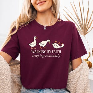 Funny Faith Shirt, Christian Quote Shirt, Walking By Faith, Tripping Constantly, Funny Christian T-shirt, Religious Shirt, Inspirational Tee image 4