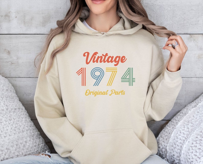 50th Birthday Hoodie, 1974 Birthday Gift, Born In 1974, Womens 50th Bday, 50th Birthday Gift, 1974 Gift, Mum Birthday Gift, Mens 50th Gift image 1