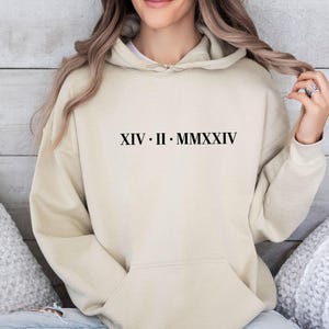 Roman Numeral Hoodie, Wedding Hoodie, Custom Hoodie, Matching Hoodie, Couples Hoodie, Personalised Hoodie, Birthday Hoodie, Honeymoon Hoodie image 5