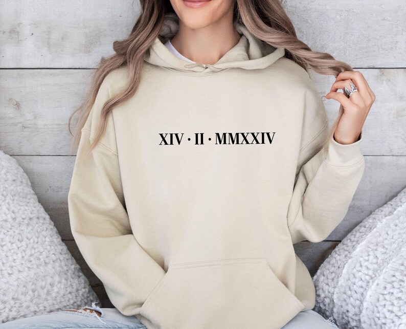 Roman Numeral Hoodie, Wedding Hoodie, Custom Hoodie, Matching Hoodie, Couples Hoodie, Personalised Hoodie, Birthday Hoodie, Honeymoon Hoodie image 5