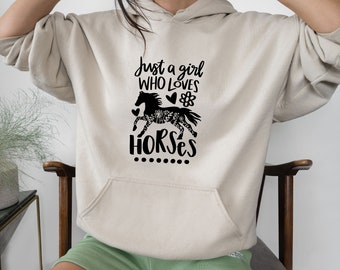 Horse Lover Hoodie, Funny Horse Hoodie, Horse Lovers Gift, Horse Lovers Hoodie, Just a Girl, Who Loves Horse, Horse Riding Gift, Horse Gift