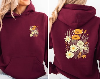 Floral Hoodie, Plant Lovers Hoodie, Cottagecore Hoodie, Daisy Hoodie, Spring Flowers Hoodie, Botanical Hoodie, Plant Lover Gift, Nature Gift