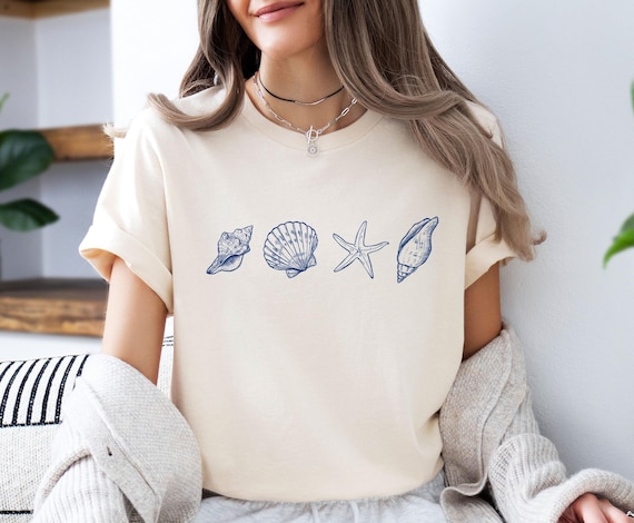 Sea Shell T-shirt, Seashell Shirt, Ocean Lovers Gift, Ocean Lover Gift, Save The Sea Gift, Kids Summer Tee, Womens Seashell T shirt