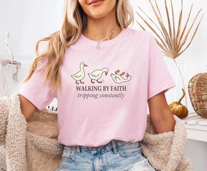 Funny Faith Shirt, Christian Quote Shirt, Walking By Faith, Tripping Constantly, Funny Christian T-shirt, Religious Shirt, Inspirational Tee image 2